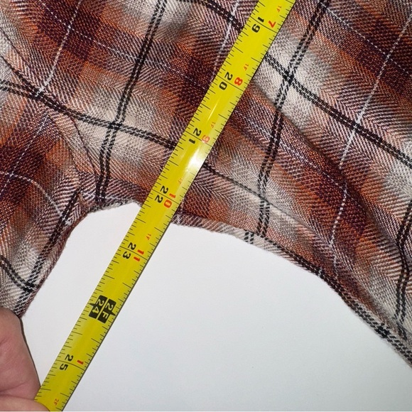 beachlunchlounge Plaid Shirt Woman L Red Elliot Button Up Long Sleeve - Picture 13 of 15